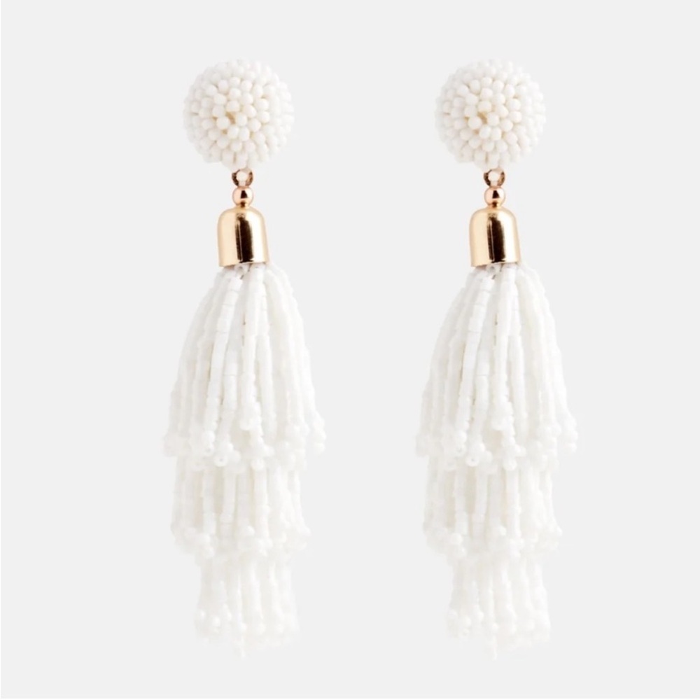 PANACEA White Rachel Zoe Beaded Tassel Dangle Earrings Set | NEW/NWT!!💟💟 - Picture 5 of 7